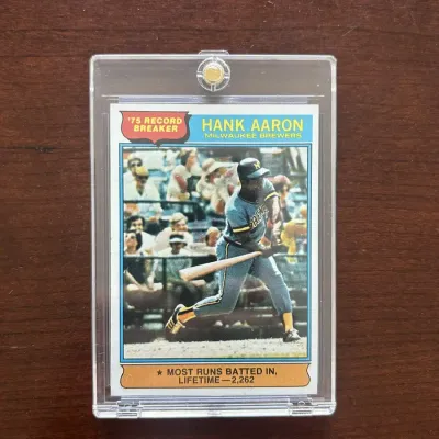 1976 Topps Baseball Card. Hank Aaron - Record Breaker. Card #1