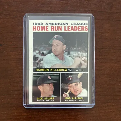 1964 Topps Baseball Card. AL Home Run Leaders - Harmon Killebrew. Card #10