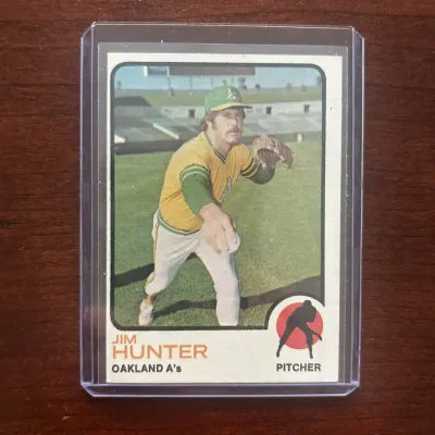 1973 Topps Baseball Card. Jim 'Catfish' Hunter - Oakland Athletics. Card #235