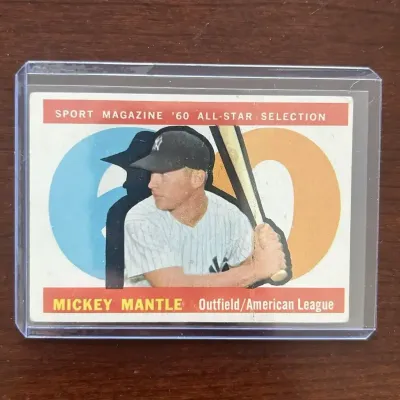 1960 Topps Baseball Card. Mickey Mantle All Star. Card #563