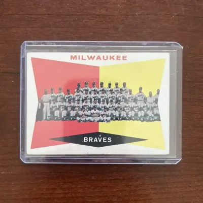 1960 Topps Baseball Card. Milwaukee Braves Team. Card #381