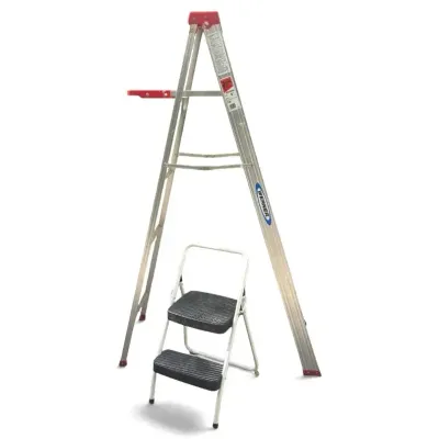 Werner 6 ft Aluminum Step Ladder & Folding 2-Step Stool Lot
