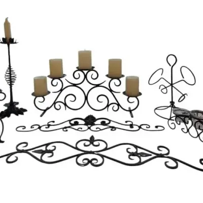 Black Iron- Candle Pillars, Votive Holders, Door Toppers, & Wine Bottle Holder