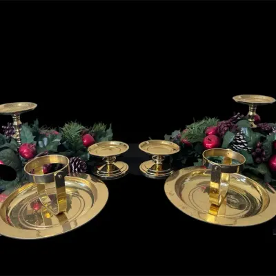 Brass And Wreath Candleholders