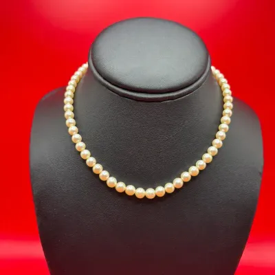 14” Genuine Pearl Silver Clasp Necklace