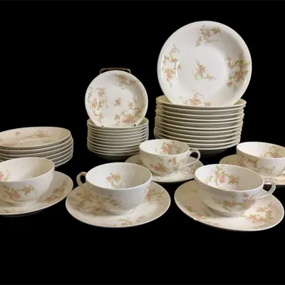 Vtg Haviland “Limoges” Coffee Cups, Saucers, Fruit & Soup Bowls