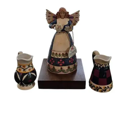 Vintage 2002 Jim Shore - Heartwood Creek - Angel and Creamer Pitchers