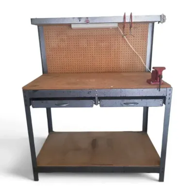 Heavy-Duty Metal Workbench with Pegboard & Drawers