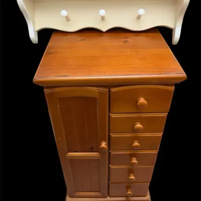 Wooden Jewelry Armoire & Painted Wooden Shelf