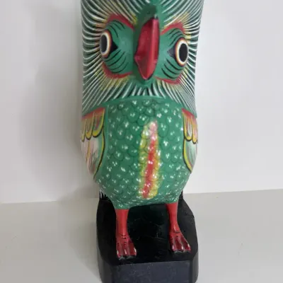 Vintage Hand-painted Hand-carved Wooden Folk Art Owl