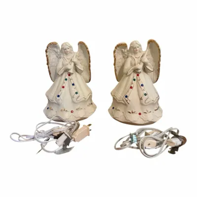 Pair Of Vintage Porcelain Christmas Angels