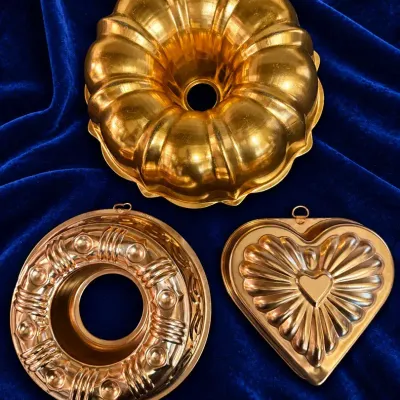 Three Vintage Copper Toned Gelatin/Cake Molds