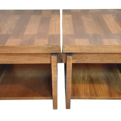 Mid-Century Modern, Lane Brutalist Style Pair Of End Tables