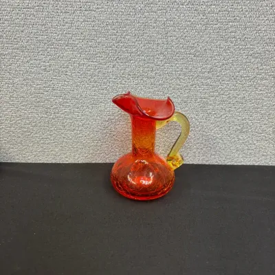 Vintage Amberina Crackle Glass Pitcher
