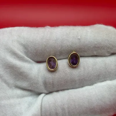 14K Yellow Gold Gemstone Earrings