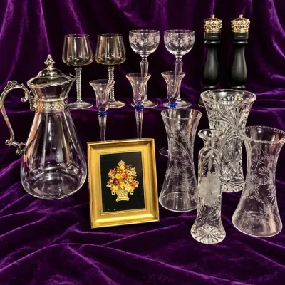Italian S/P Shakers. Czech Glass, Cut Crystal, MCM- Something For Everyone Mystery Lot