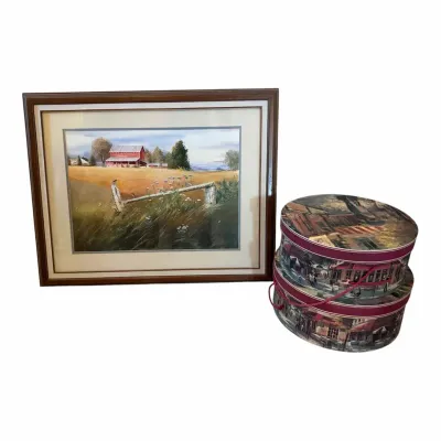 Rustic Framed Prints And Hat Boxes
