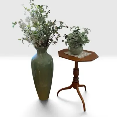 Entryway Decor: Tall Vase And Federal Style Tri-leg Table 