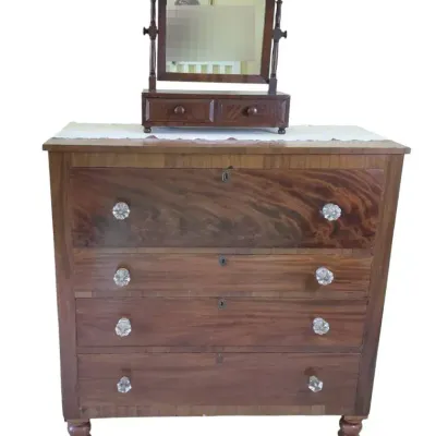Vintage Federal Style Chest Of Drawers With Tabletop Swing Vanity 