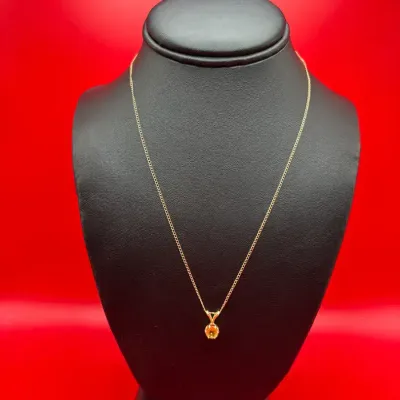 18” 14K Yellow Gold Necklace With Gemstone Pendant