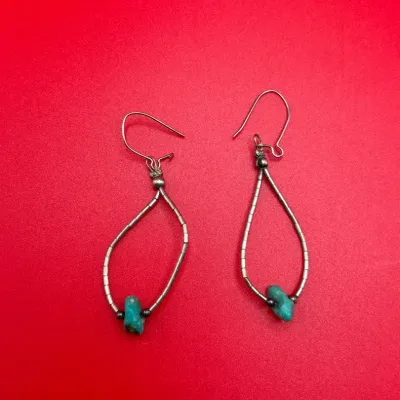 Sterling Silver Turquoise Hoop Earrings
