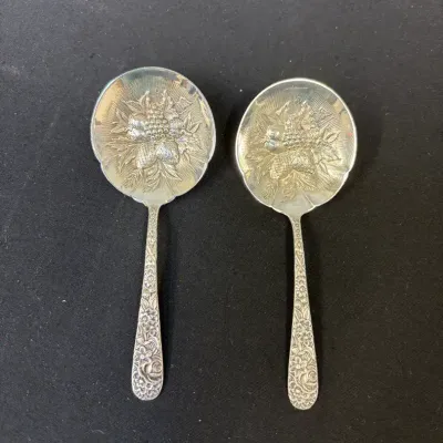 Set Of 2 Vintage S. Kirk & Son Sterling Silver Soup Spoons