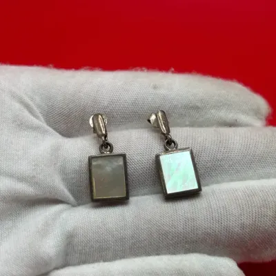 Vintage Sterling Silver Mother Of Pearl Earrings