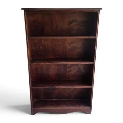 Vintage Dark Wood 4-Shelf Bookcase / Display Cabinet