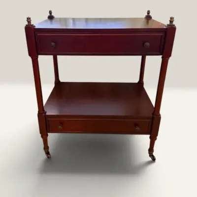 Sheffield Serving Table With Two Drawers And Brass Embellishments And Wheels 24x16x30