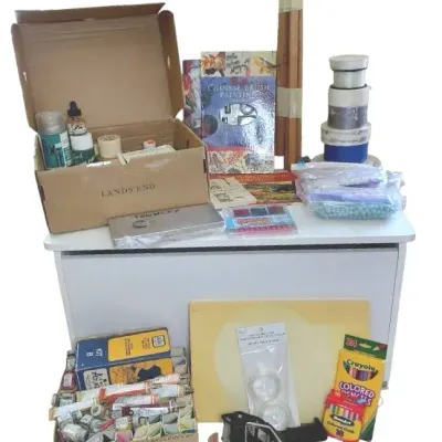 Art Supplies And Storage Cabinet Bundle