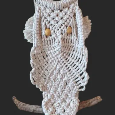 Vintage Boho Style Macrame Owl And Decor Bundle