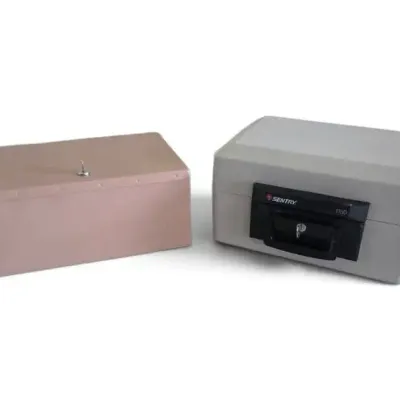 Pair Of  Personal Security Lockboxes – Vintage Steel & Sentry 1150 Fire-Safe