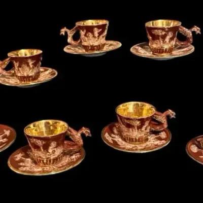 Seven Capidimonti Demi-tasse Cups And Saucers- Marked 565 Italy