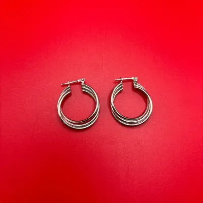 Lovely Sterling Silver Triple Twist Hoop Earrings