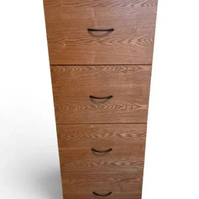 Vintage Wood 4-Drawer Vertical Filing Cabinet - Light Oak Finish