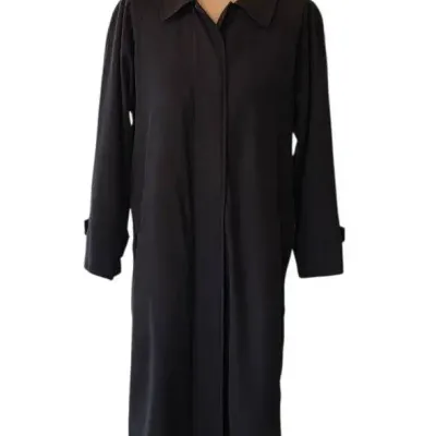 Vintage Norm Thompson Full Length Black Trench Coat Or Duster