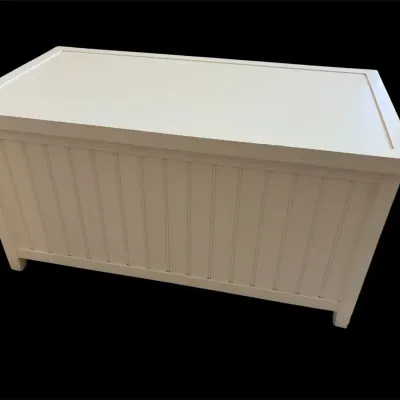White Beaded-Board Wooden Chest