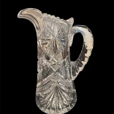 American Brilliant Period ABP Cut Crystal Glass Pitcher 10.5 Tall