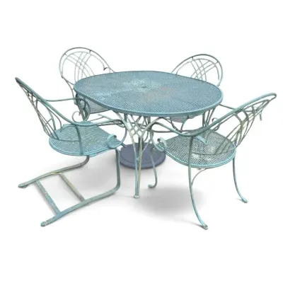 Vintage Woodard Style 5-Piece Wrought Iron Patio Dining Set