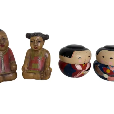 Vintage Asian Folk Art (Japanese Kokeshi & Chinese Pairs)