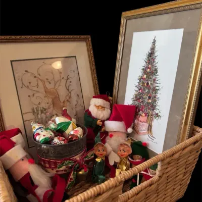 Basket Of Holiday Decor