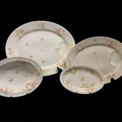 Vtg Haviland “Limoges” Meat Platters, Oval Bowl & Relish Dish