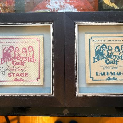 framed and autographed back stage passes, Blue Oyster Cult