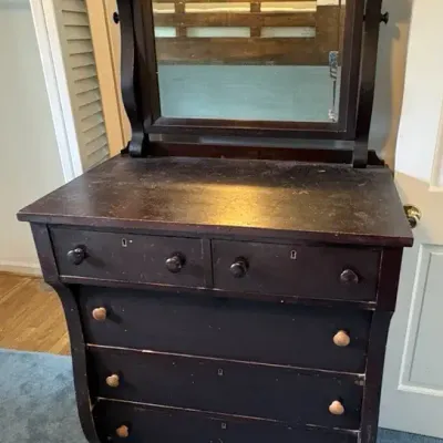 Antique Empire Dresser with Adjustable Swivel Mirror