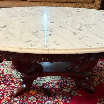 Vintage Victorian Style Marble Top Coffee Table