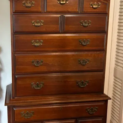 American Drew Queen Anne Style Highboy Chest of Drawers