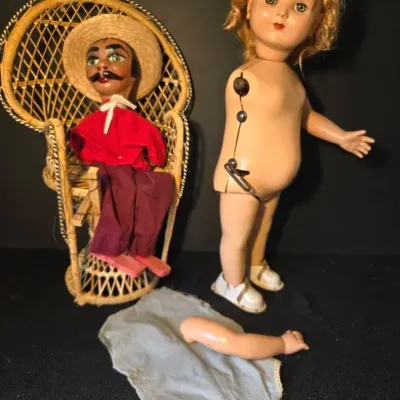 Vintage Mechanical Creepy Cute Doll & Puppet Toy