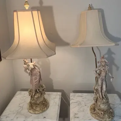 Pair of Vintage Porcelain Figural Table Lamps