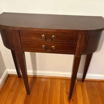 Vintage Federal Style Demi-Lune Entry Table & Small Shelf 