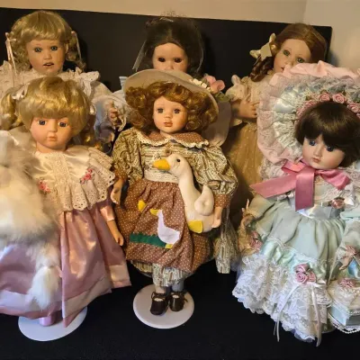 6 Fancy Vintage Porcelain Dolls 